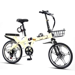 Dxcaicc Falträder Dxcaicc Klapprad Faltbares Fahrrad mit 7 Gängen und Schutzblechen, Höhenverstellbarer Rahmen aus hochfestem Kohlenstoffstahl, Cityräder leicht zu Falten, Gelb, 20 inch