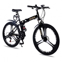EUSIX Fahrräder EUSIX X9 Mountainbike Faltrad 24-Gang Rahmen Aus Kohlenstoffstahl 27, 5 Zoll Herren- Und Damenfahrrad (Schwarz)