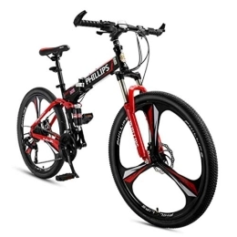 Waqihreu Falträder Fahrrad 26 Zoll Faltbares Mountainbike, Rennräder mit Scheibenbremsen, 24-Gang-Schwarz-Blau-Rot-MTB-Fahrräder für Männer / Frauen (Rot)