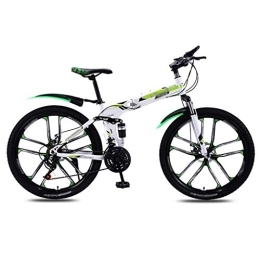 Liudan Fahrräder Fahrrad Folding Fahrrad Mountainbike Männer und Frauen Erwachsener Variable Speed ​​Doppel Stoßdämpfer Student Ultra-Light bewegliche Off-Road-Fahrrad 26 Zoll faltbares Fahrrad (Color : White Green)