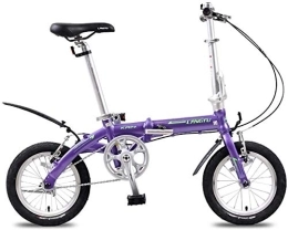 NOLOGO Falträder Fahrrad Mini Folding Bikes, leichte, tragbare 14" Aluminiumlegierung Urban Commuter Fahrrad, Super Compact Single Speed ​​faltbares Fahrrad, Lila (Color : Purple)