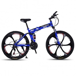 MYMGG Fahrräder Faltbares Fahrrad 26 Zoll Erwachsene Fahrräder Für Männer Frau Doppelscheibenbremssystem, Blau