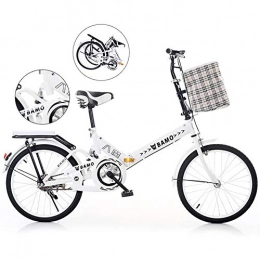 FXMJ Fahrräder Faltbares Fahrrad für Erwachsene Männer und Frauen, 20-Zoll-City-Falt Mini Kompakt Fahrrad mit Gepäckträger und V-Bremse, zusammengeklappt innerhalb von 10 Sekunden, Weiß
