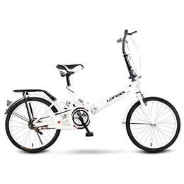 Bicicletta Fahrräder Faltbares Fahrrad mit variabler Geschwindigkeit, Mini kompakt, stoßdämpfend, 16 Zoll (40, 6 cm) mit 20 Zoll 155*67*94cm weiß
