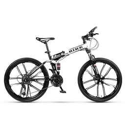 Generic Fahrräder Faltbares Mountainbike 24 / 26 Zoll, MTB-Fahrrad mit 10 Schneidrad, Weiß