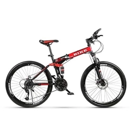 Generic Fahrräder Faltbares Mountainbike 24 / 26 Zoll, MTB-Fahrrad mit Speichenrad, Schwarz & Rot