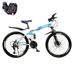 SHANRENSAN Fahrräder Faltbares Mountainbike, Mountainbike, Mountainbike Mit Variabler Geschwindigkeit FüR Erwachsene, Kohlenstoffstahlrahmen, Duales StoßDäMpfungssystem (Speichenrad blau)