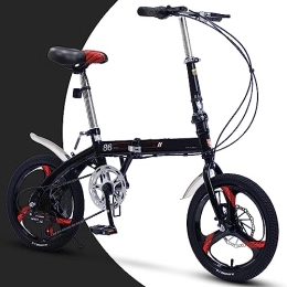 Generic Fahrräder Faltrad Faltrad mit 6 Gängen, leichte Faltbare Fahrräder, Pendlerfahrrad für Erwachsene und Scheibenbremse, Rahmen aus Kohlenstoffstahl, für Männer und Frauen (C 16 Zoll)