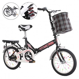 FXMJ Fahrräder Faltrad für Erwachsene Frauen Männer, Gepäckträger hinten, vordere und hintere Kotflügel, leicht faltbares City-Fahrrad 20-Zoll-Räder aus Aluminium, Schwarz