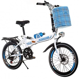 FJW Falträder FJW Unisex Gefedertes Fahrrad 20 Zoll 6 Geschwindigkeit Shimano-Übertragung Doppelscheibenbremse Kohlenstoffreicher Stahl Student Kind Pendlerstadt Fahrrad, Blue