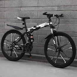 FLJMR Falträder FLJMR 26-Zoll-Mountainbike-Klappräder, 27-Gang-Kompaktklapp-Pendler-Doppelscheibenbremse mit Vollfederung, Offroad-Fahrräder mit Variabler Geschwindigkeit für Männer und Frauen, Schwarz