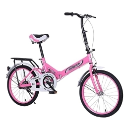 FQMYLTYN Fahrräder FQMYLTYN Faltrad für Erwachsene Männer und Frauen, Leichter Aluminium Legierung Rahmen Klapprad, Single Speed ​​Compact Bike, Stoßdämpfung, Weicher Sattel, 20 Zoll (Color : Pink)