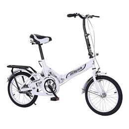 FQMYLTYN Faltrad für Erwachsene Männer und Frauen, Leichter Aluminium Legierung Rahmen Klapprad, Single Speed ​​Compact Bike, Stoßdämpfung, Weicher Sattel, 20 Zoll (Color : White)