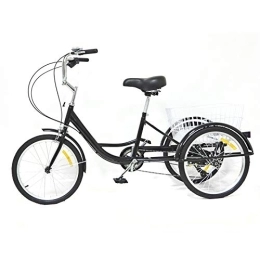 Frederimo 3 Räder Fahrrad, 20 Zoll 8-Gang Dreirad mit Korb und Einkaufskorb Schwarz Tricycle für ältere Menschen, Mädchen, Jungen, Herren und Damen