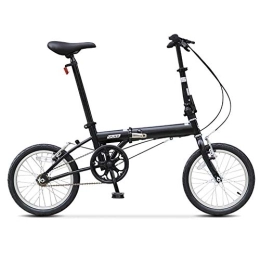 GDZFY Fahrräder GDZFY Kompakte Tragbar Erwachsene Klapprad, Leicht Mini Faltbares Fahrrad, Single Speed Fahrrad Für Männer Frauen Schwarz 16in