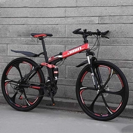 GL SUIT Fahrräder GL SUIT 26 Zoll Faltbarer Erwachsene Mountain Bike Doppelscheibenbremse Stadt Fahrräder High Carbon Stahl Off-Road-Fahrrad Für Männer Und Frauen Im Freien Reiten, Rot, 24 Speed
