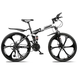 GL SUIT Fahrräder GL SUIT 26 Zoll Faltbarer Erwachsene Mountain Bike Doppelscheibenbremse Stadt Fahrräder High Carbon Stahl Off-Road-Fahrrad Für Männer Und Frauen Im Freien Reiten, Weiß, 24 Speed