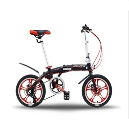 Gyj&mmm Fahrräder Gyj&mmm 16-Zoll-Urban-Faltrad, 6-Gang-Faltrad aus Aluminiumlegierung, ultraleichtes tragbares Einrad-Faltrad für Männer und Frauen, Schwarz