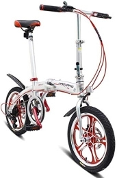 Gyj&mmm Falträder Gyj&mmm 16-Zoll-Urban-Faltrad, 6-Gang-Faltrad aus Aluminiumlegierung, ultraleichtes tragbares Einrad-Faltrad für Männer und Frauen, Weiß
