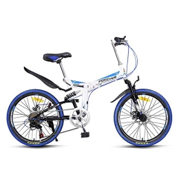 Gyj&mmm Falträder Gyj&mmm Faltbares Mountainbike, leichtes Unisex-Citybike für Erwachsene, 22-Zoll-Felgen-Aluminiumrahmen mit verstellbarem Sitz, 7-Gang-Scheibenbremse tragbar, Blau