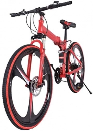 HFM Falträder HFM Mountainbike Mountainbike 3Spoke 21-Gang 26-Zoll-Klappräder mit Doppelfederung MTB-Bikes Doppelscheibenbremsräder für Erwachsene Jugendliche, Rot
