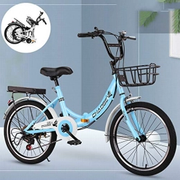 HLGQ Folding Fahrrad, 24" Rad-Straßen-Fahrrad Für Männer Frauen, Mit Schnellen Drehzahlwechsel-Dämpfungssystem, Für Ordinary Rennrad-,Blau