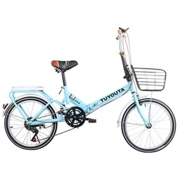 HLMIN-Klapprder Fahrräder HLMIN 20-Zoll-Rder 7-Gang mit Federung fr das Fahren in der Stadt und das Pendeln zwischen vorderen und hinteren Kotflgeln (Color : Blue)