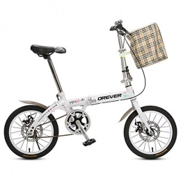 HLMIN-Klapprder Fahrräder HLMIN Klappfahrrad 16 Zoll Vollgefedertes Fahrrad Mit Doppelscheibenbremse MTB Ultraleicht Portable (Color : White, Size : 16 inches)