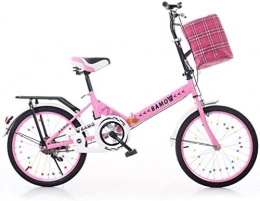 CZYNB Fahrräder Hochwertig Unisex Erwachsene Kinder Faltrad Folding City Bike Klapprad Ideal for Stadt und tägliche Fahrten mit Leinwand Korb und Luftpumpe for Schule und Arbeit (Color : Pink)