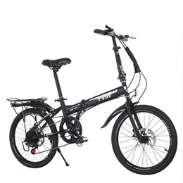 HUJUNG Fahrräder HUJUNG Leichte Carbon Steel Folding City Bike- 20 Zoll Männer Und Frauen Doppelscheibenbremse Stoßdämpfer Mit Variabler Geschwindigkeit Fahrrad, Schwarz