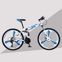 Hxx Fahrräder Hxx Mountainbike, 24"Doppelscheibenbremsen Dmpfung Mountainbike 21-Gang-Klapprad Aus Kohlenstoffstahl Unisex Mit Variabler Geschwindigkeit, Blau