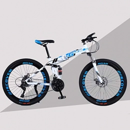 Hxx Fahrräder Hxx Mountainbike, 24"Faltbare Doppelscheibenbremsen Dmpfung Mountainbike 21-Gang-Rahmen Aus Kohlenstoffstahl Unisex-Faltrad Mit Variabler Geschwindigkeit, Blau