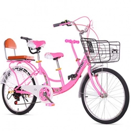 JH Falträder JH Mutter Und Baby-Fahrrad, Eltern-Kind-Übertragung High Carbon Stahl Fahrrad Stadt Mit Baby-Fahrrad-24 Zoll-Eltern-Kind-Fahrrad, Rosa, 24 inches