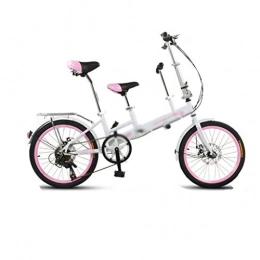 JHEY Fahrräder JHEY Folding Variable Speed Fahrradscheibenbremse Sicherheitsgurt Eltern-Kind-Sto- und verschleifeste Bike (Color : White, Gre : 7 Speed)