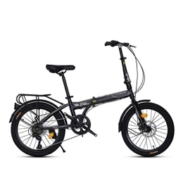 Jixi Falträder Jixi Klapprad 20 Zoll Adult Bike Ultra-Light Tragbarer 7-Gang-Fahrrad vorne und hinten Mechanische Scheibenbremsen Bike (Color : Black, Größe : 20in)