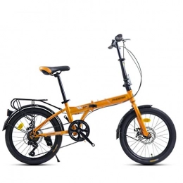 Jixi Falträder Jixi Klapprad 20 Zoll Adult Bike Ultra-Light Tragbarer 7-Gang-Fahrrad vorne und hinten Mechanische Scheibenbremsen Bike (Color : Orange, Größe : 20in)