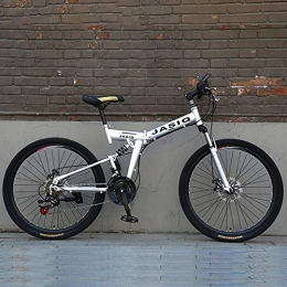 JLFSDB Fahrräder JLFSDB Mountainbike Fahrrad 26 Zoll Gebirgsfahrrad-faltbares 21 Geschwindigkeit Hardtail Ravine Bike Carbon-Stahlrahmen, Vollfederung und Zweischeibenbremse (Color : Silver)
