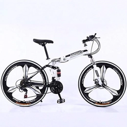 JLFSDB Fahrräder JLFSDB Mountainbike Fahrrad Faltbare 26" MTB Gebirgsfahrrad-Doppelscheibenbremse Carbon Steel Ravine Bike Fully 21 24 27 Geschwindigkeiten (Color : White, Size : 24 Speed)