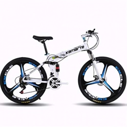 JLFSDB Mountainbike Fahrrad Faltbare 26 Zoll Mountainbikes Carbon Steel Ravine Bike Oneness Rad Doppelscheibenbremse Fully 21 24 27 Geschwindigkeiten (Color : White, Size : 24 Speed)