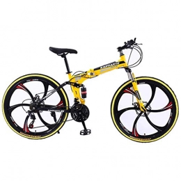 JLRTY Fahrräder JLRTY Mountainbike Faltbare Frauen / Männer-Gebirgsfahrrad 21 / 24 / 27 Geschwindigkeiten 26” Carbon Steel Rahmen Fully (Color : Yellow, Size : 24speed)