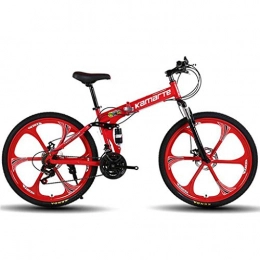 JLRTY Falträder JLRTY Mountainbike Mountainbikes Unisex 26 ‚‘ Leichtgewicht Carbon-Stahlrahmen 21 / 24 / 27 Geschwindigkeit Scheibenbremse Doppelaufhebung Integral Rad (Color : Red, Size : 24speed)