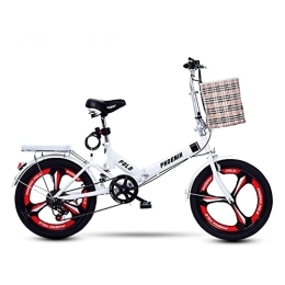 JYCCH Falträder JYCCH 20-Zoll-Faltrad für Erwachsene und Frauen, Teenager, leichtes Mini-Fahrrad für Studenten, Büroangestellte, städtisches Pendlerfahrrad (weiß)