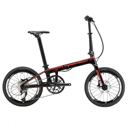 KABON Falträder KABON Faltrad für Erwachsene, Kohlefaser Mini Compact Faltrad für Frauen Pendler City Faltbares Fahrrad 20 Zoll Rad (Neu Schwarz Rot)