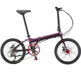 KDHX Falträder KDHX 20-Zoll-Mountainbike Faltbares Fahrrad Aluminiumlegierung Harter Rahmen Doppelscheibenbremsen Federgabel Mehrere Farben für Erwachsene und Studenten (Color : Purple)