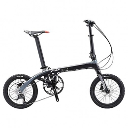 KKKLLL Fahrräder KKKLLL Faltfahrrad ultraleichte Carbon Doppelscheibenbremsen Adult Shift Fahrrad versteckt abschließbare Faltschließe 16 Zoll