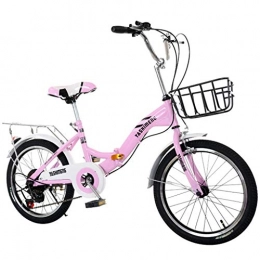 TropBox Fahrräder Klapprad 18 Zoll für Kinder, Jugendfahrrad, Studentenfahrrad, Transportmittel mit Aufbewahrungskorb (Rosa)