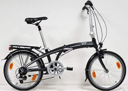 E.DE.N. Bikes Falträder Klapprad, 20 Zoll, mit Aluminiumrahmen, Sattelstütze mit Federung, 6 Gänge mit Shimano Schaltung und City-Ausrüstung.