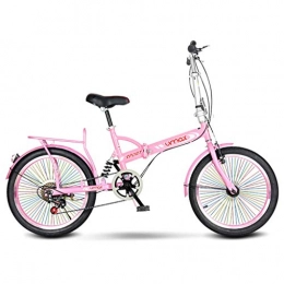 Bicicletta Falträder Klapprad für Erwachsene, für Jungen und Mädchen, 20 Zoll (50, 8 cm), tragbar, stoßabsorbierend, kleine Einzelgeschwindigkeiten 150*65*95cm Pink