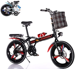 XQIDa durable Falträder Klapprad in 20 Zoll Erwachsene Jugendliche für Faltrad Schnellfaltsystem 6 Bremsen mit Variabler Geschwindigkeit Stadtrad mit Rücklicht und Autokorb(rot)