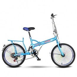 Bicicletta Fahrräder Klapprad, tragbar, Ultraleicht, klein, federnd für Studenten, mit variabler Geschwindigkeit, für Erwachsene mit 20 Zoll 150*79*95cm blau